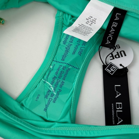 La Blanca Bikini Bottom Womens US 12 Green Goddess Side Tie Hipster NWT - Picture 8 of 11